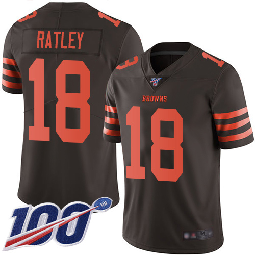 Cleveland Browns Damion Ratley Men Brown Limited Jersey #18 NFL Football 100th Season Rush Vapor Untouchable